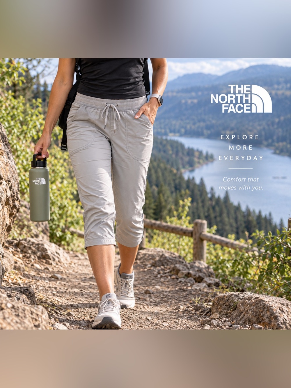 The North Face Aphrodite 2.0 Capri Pants Womens Large Gray Hiking Stretch